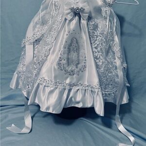 Little Baby Girls Virgin Mary Embroidery Christening Baptism Dress
